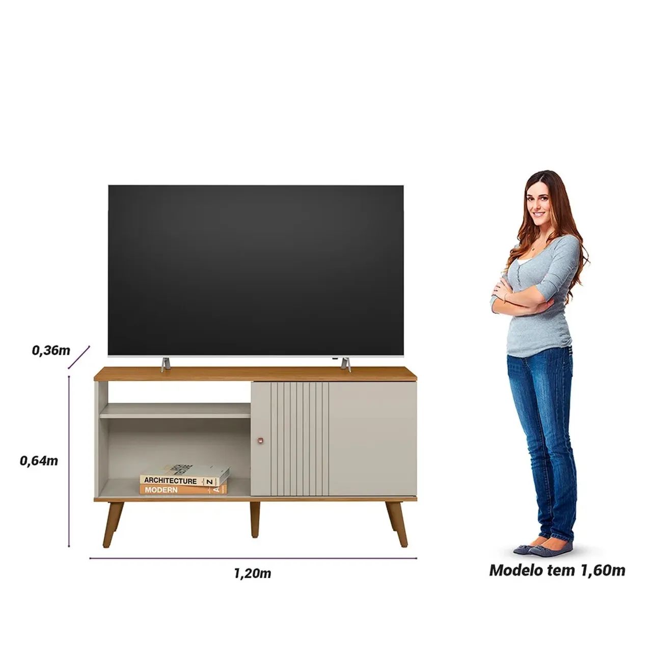 Rack Rubi Linea Brasil 120cm - Para TVs de até 50 Polegadas - Entrega Imediata; - Foto 5