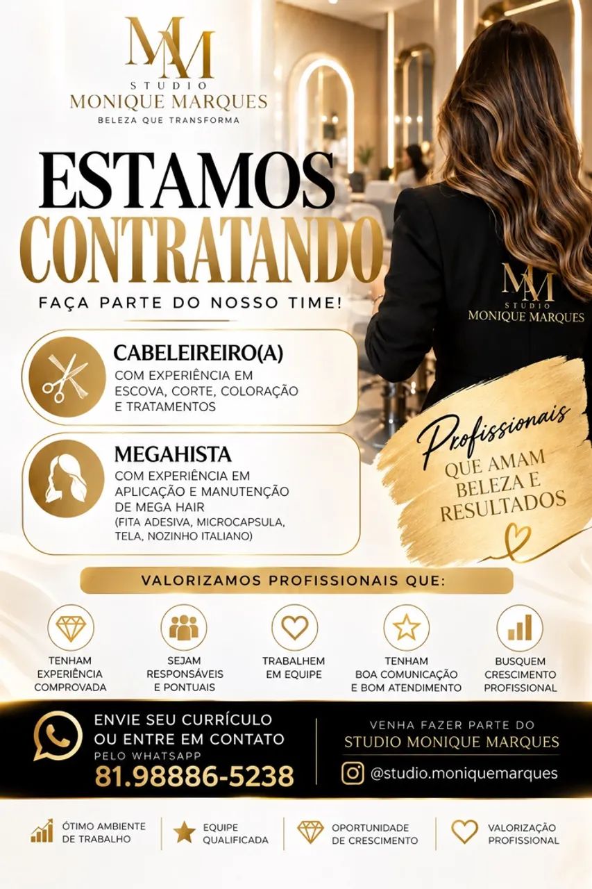 Estamos contratando cabeleireiro (a) 