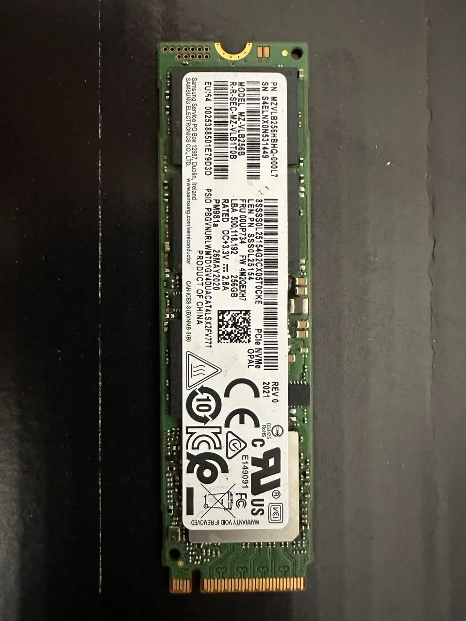 SSD M.2 NVMe 256GB Samsung PM981a (Original Lenovo/Gamer) - Impecável - Foto 3