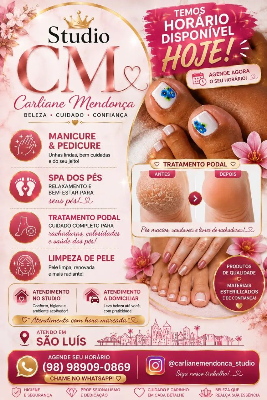 Manicure e pedicure disponível 