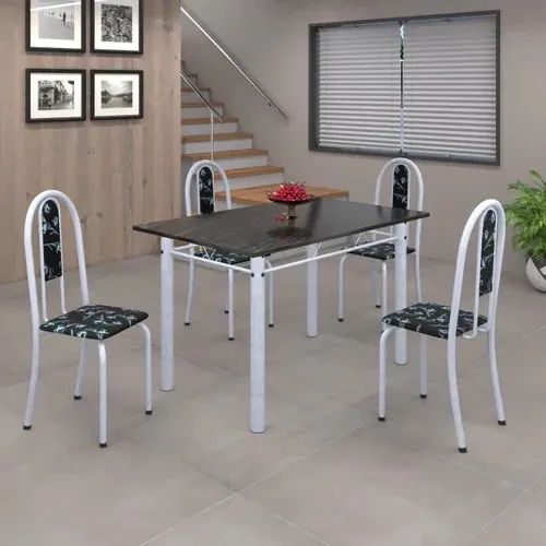 Mesa de pedra preta com 4 cadeiras - Foto 4