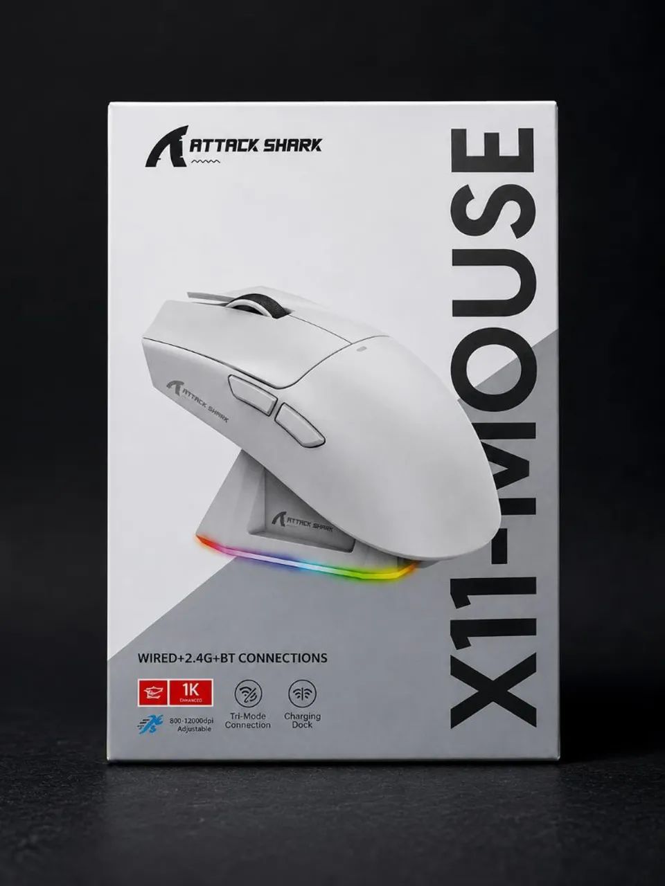 Mouse Attack Shark X11 Branco Com Dock De Carregamento