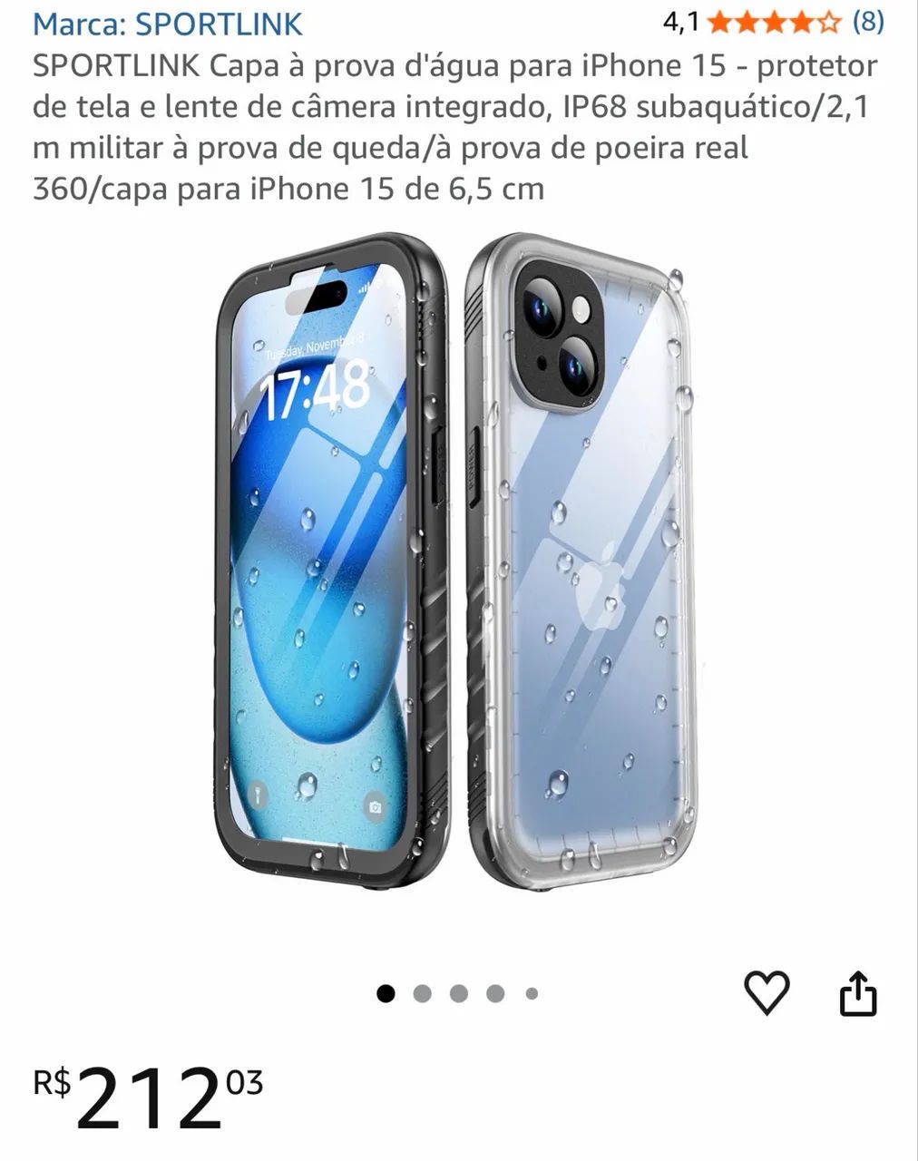 Capa Impermeável para iPhone 15 - waterproof - Foto 2