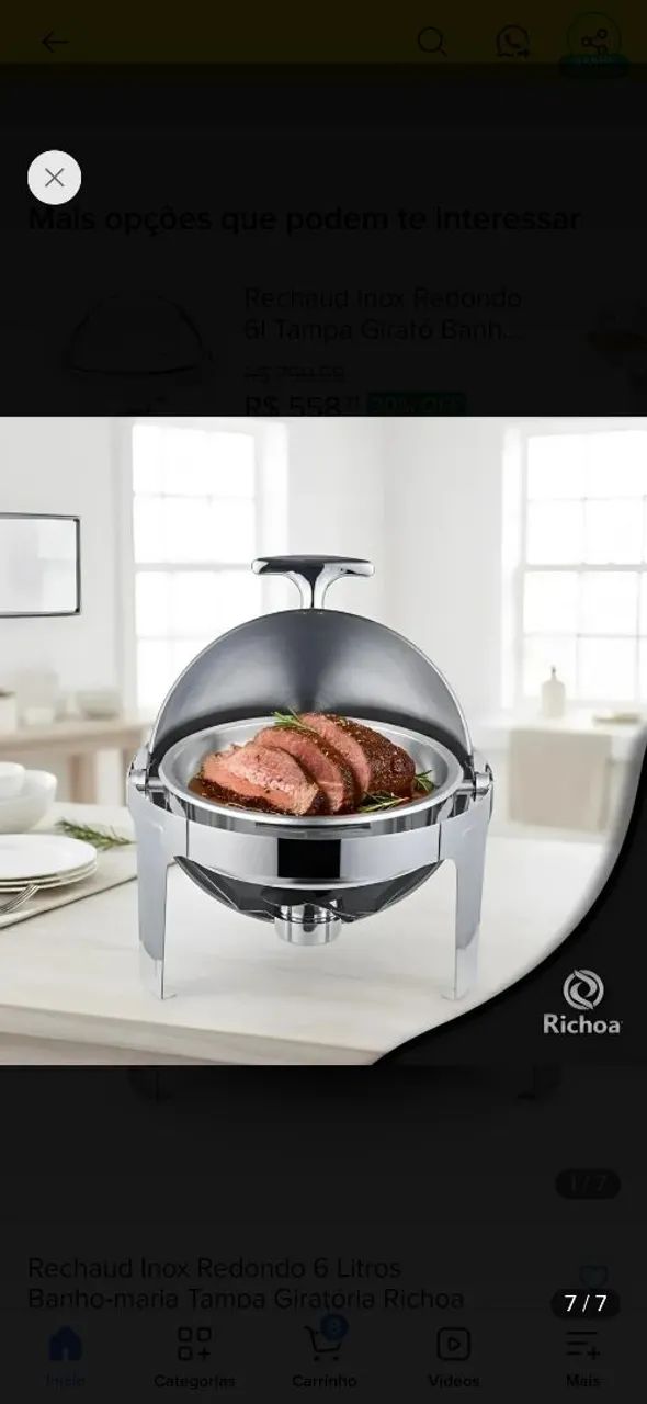 Um réchaud redondo de aço inox zerado ainda com caixa!! - Foto 5