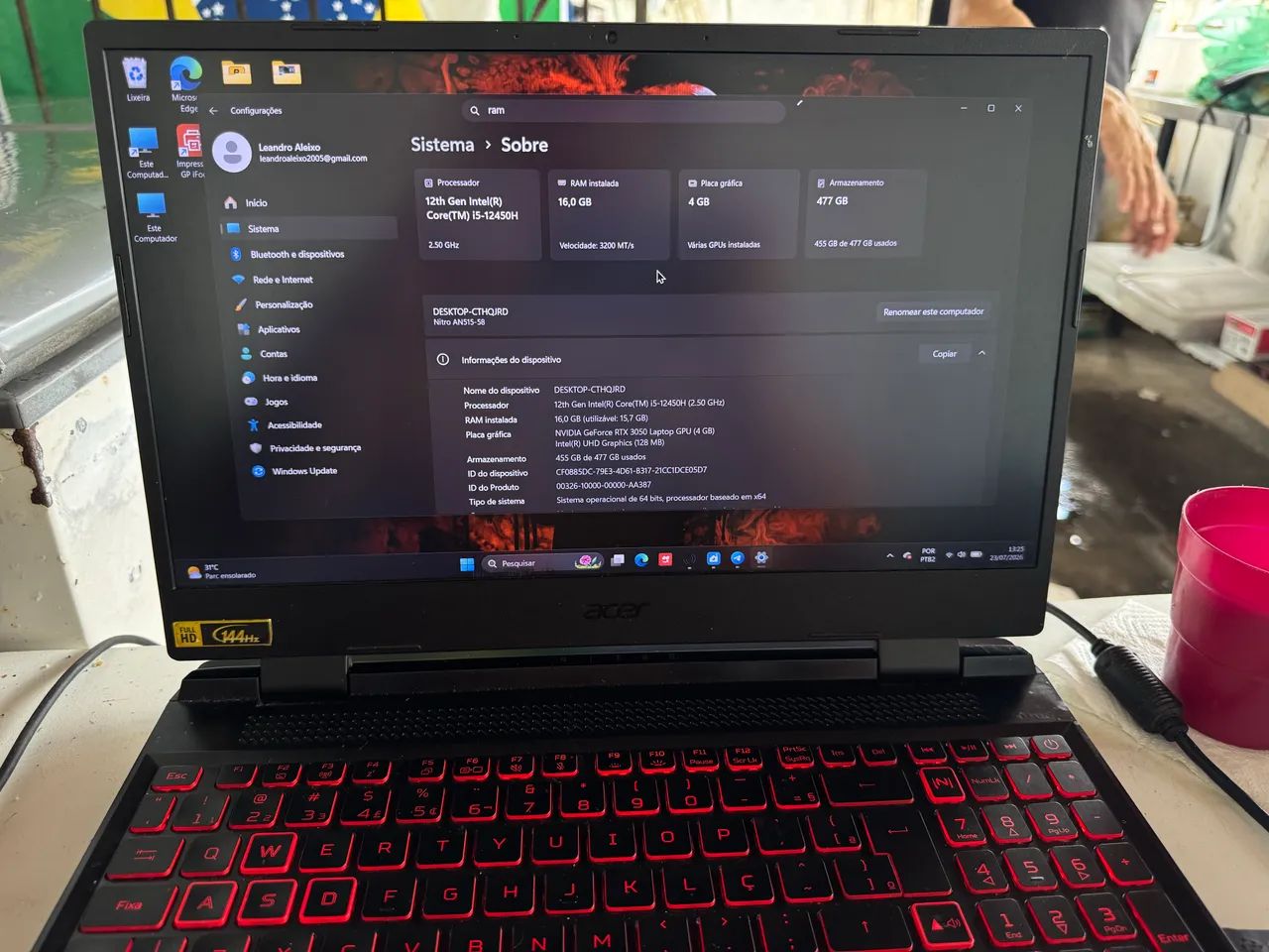 Notebook Acer Nitro 5 RTX3050 - Foto 3