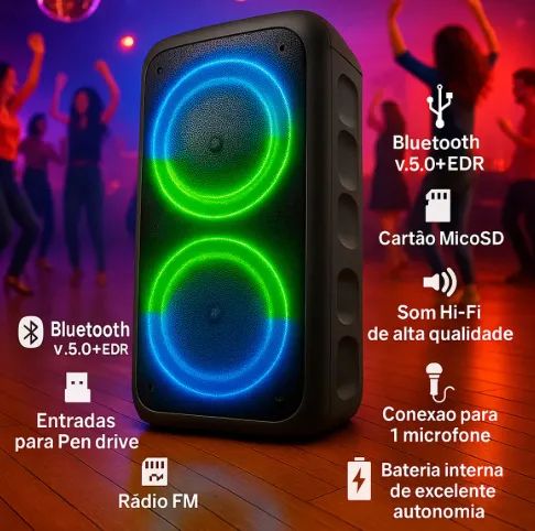 Caixa Som Grave Amplificado Bluetooth Led Rgb P2 Usb - Foto 5