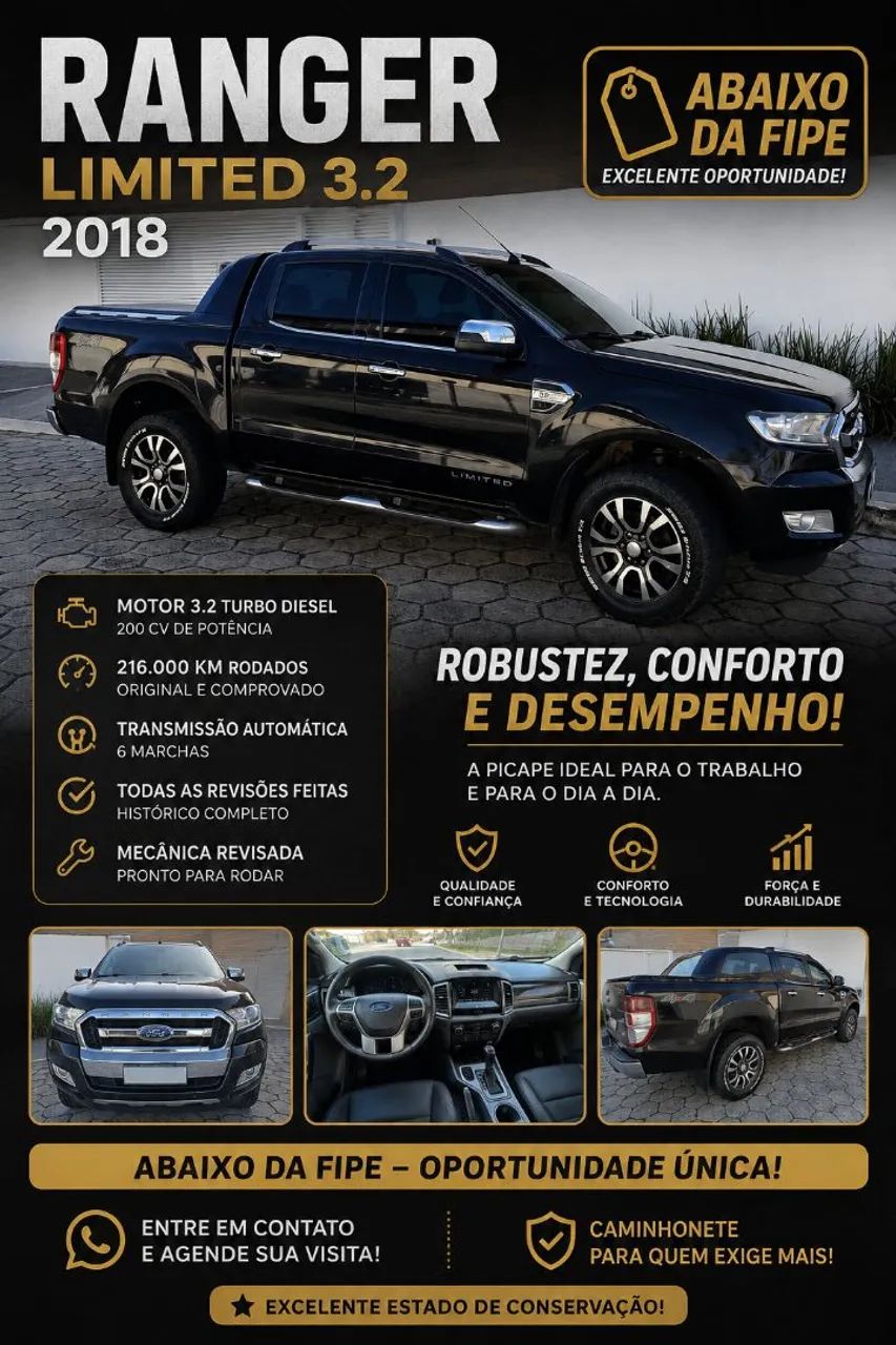 Ford Ranger RANGER LIMITED 3.2 20V 4X4 CD AUT. DIES. 2018