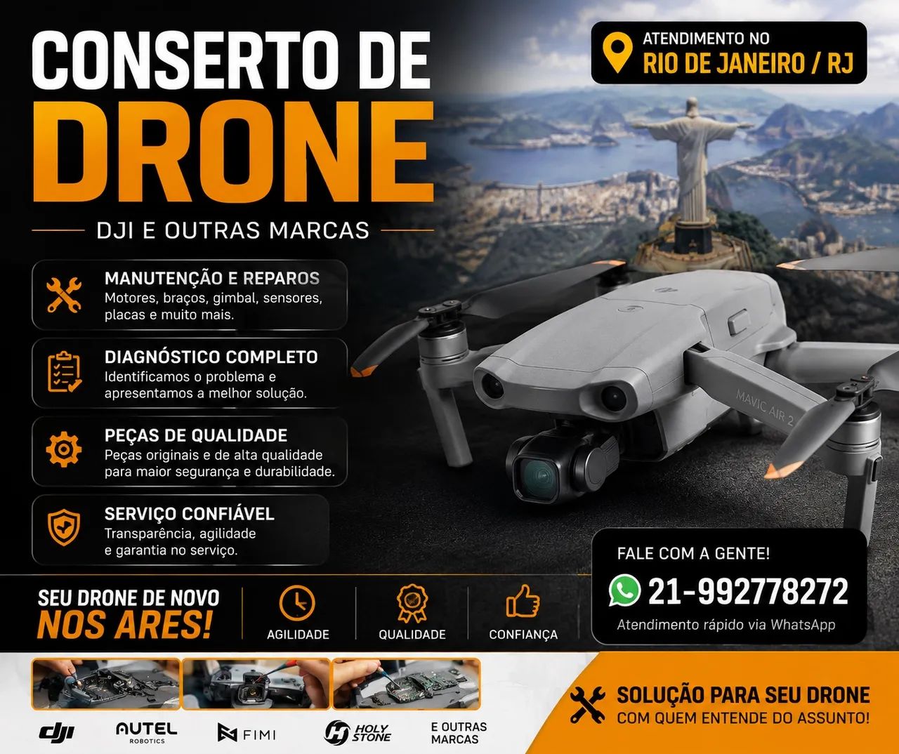 Conserto de Drone RJ | DJI Mavic, Air, Mini e Outros