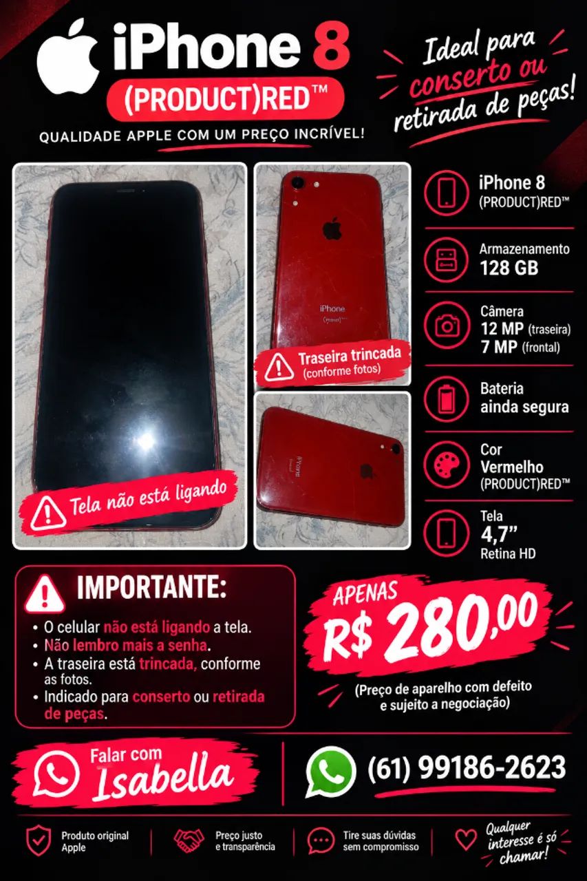 ? iPhone 8 (PRODUCT)RED - 128 GB 
