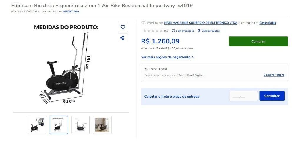 BICICLETA ELÍPTICA ERGOMÉTRICA 2 EM 1 - Foto 3