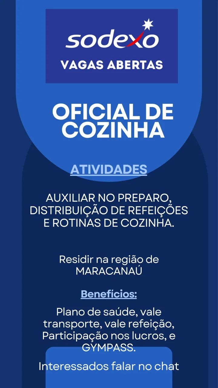 Vaga OFICIAL DE COZINHA