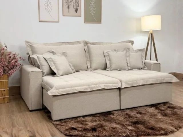 SOFÁ CAMA RETRÁTIL BOLT 2,00M  LINHO. PRONTA ENTREGA.