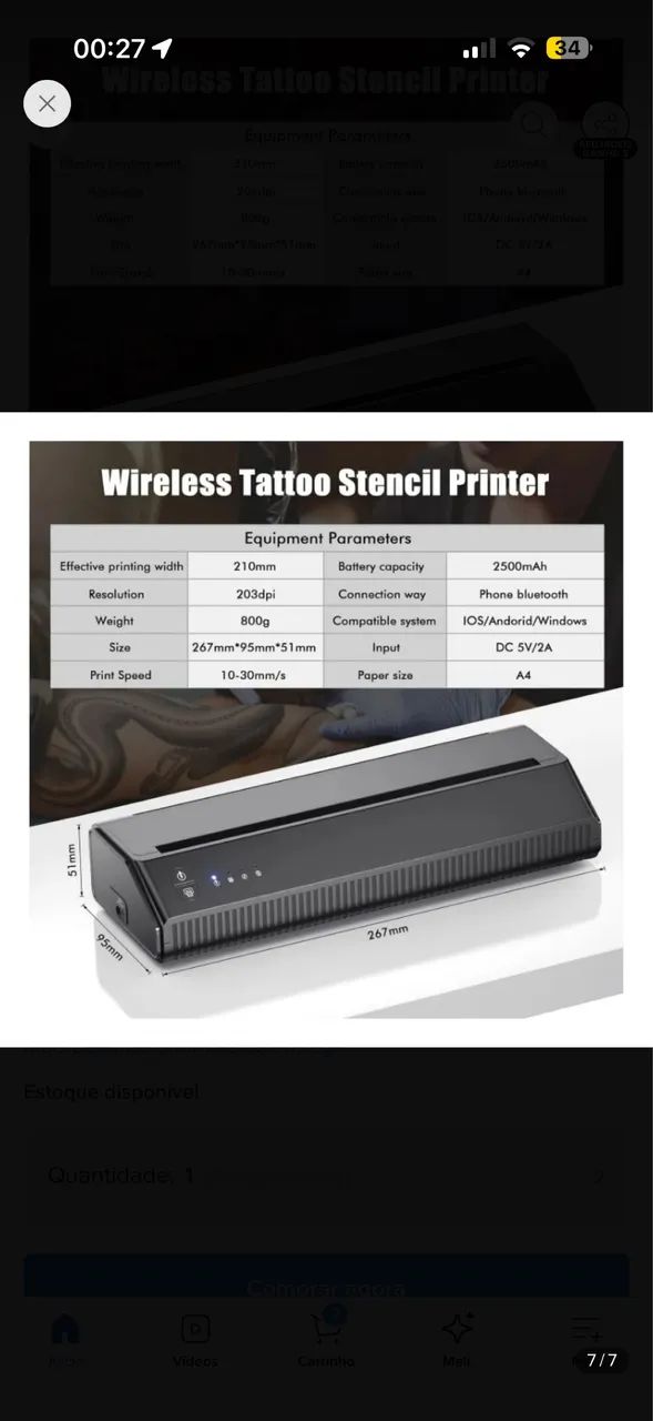 Impressora Térmica Wireless Tattoo Stencil Printer - Foto 5
