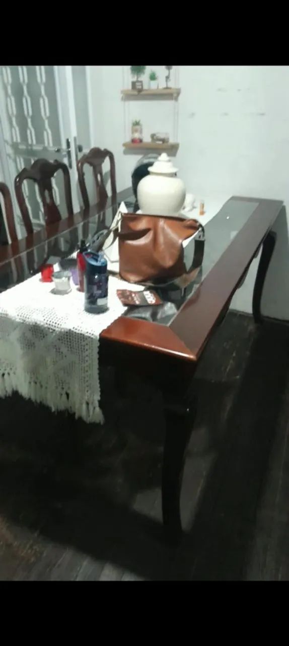 MESA DE VIDRO COM MADEIRA 1,70 x 0.98 - Foto 2