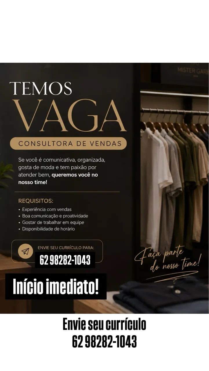 Vaga para vendas 