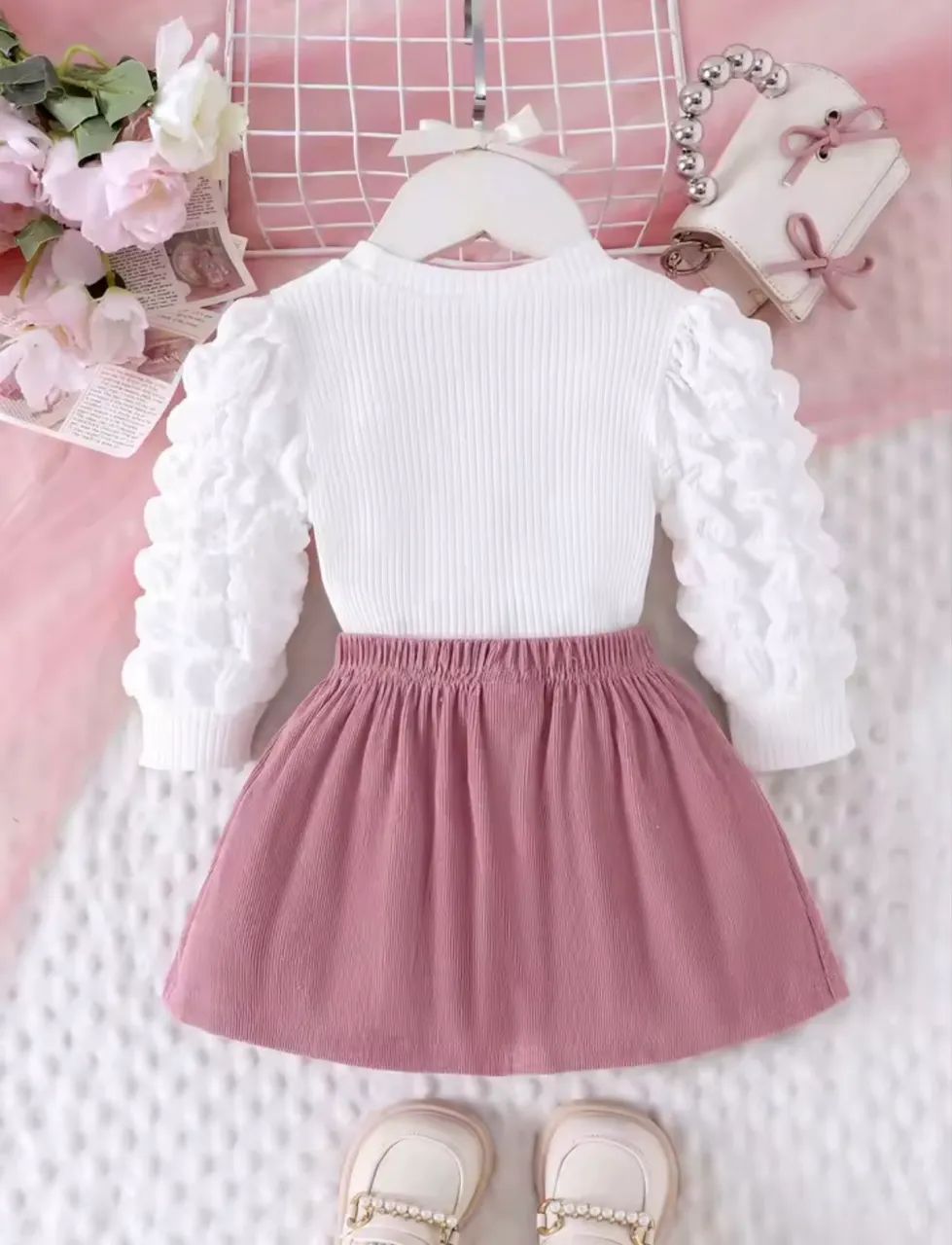 Conjunto Infantil Luxo Coração Relevo e Saia com Lacinhos Tam 2a3 anos - Foto 5