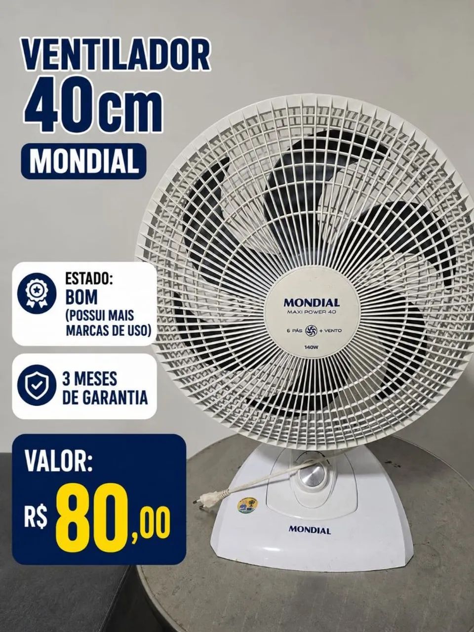Ventilador mondial 40 cm branco