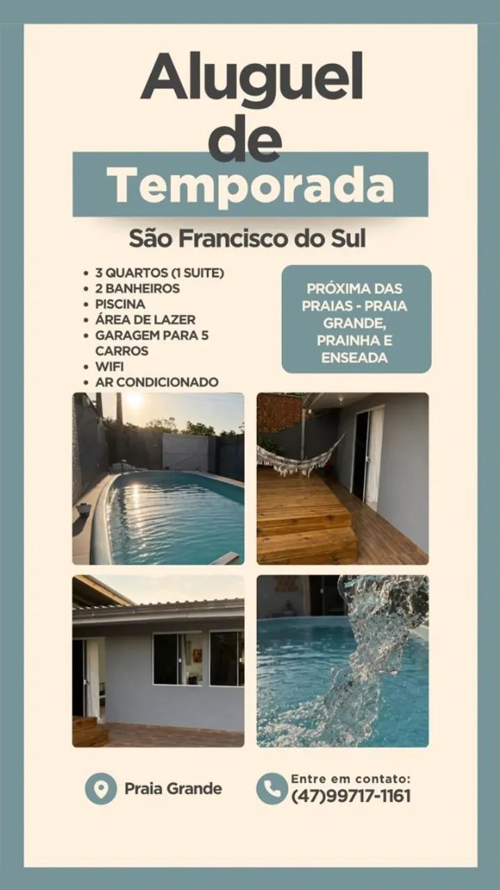 CASA PARA TEMPORADA - PRAIA GRANDE / ENSEADA - SÃO FRANCISCO DO SUL 