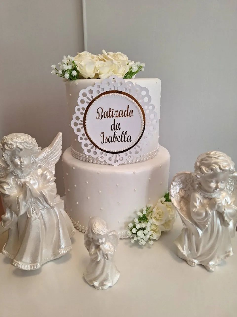 Bolo Decorativo + Anjos em Gesso