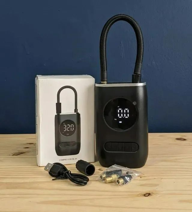 Mini Compressor de Ar Digital USB-C Recarregável Sem Fio