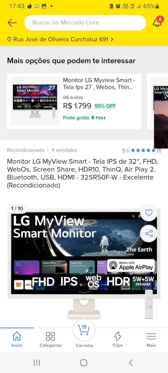 Televisão branca 32 polegadas smart. R$ 490,00. Valor de mercado R$ 1.300 - Foto 2