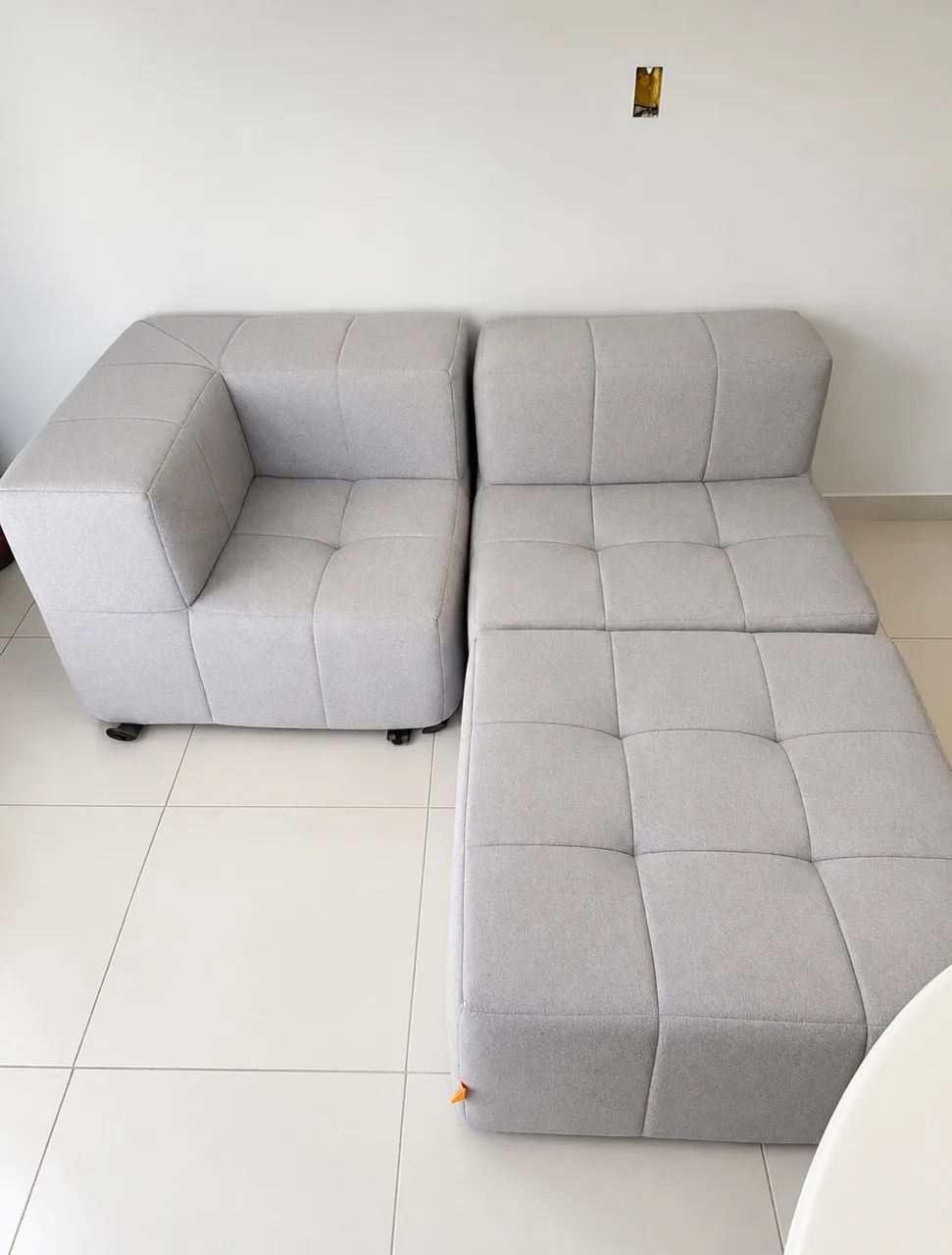 Sofá na Caixa modular 2 lugares em Boucle - 1 Braço com Apoio de pé - Foto 3