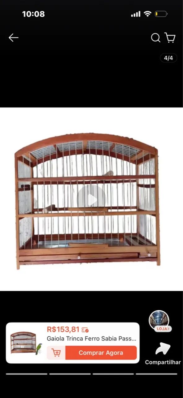 Vendo gaiola nova grande comprei e não gostei paguei R$150,00 tô vendendo por R$100,00
