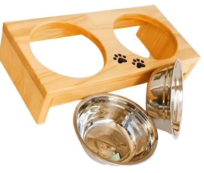 Comedouro Elevado Médio Duplo 2 Potes M<br>