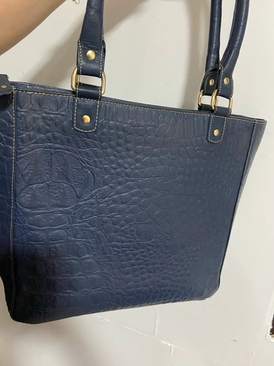 Bolsa Carmen Steffens Original Couro Azul Marinho - Foto 4
