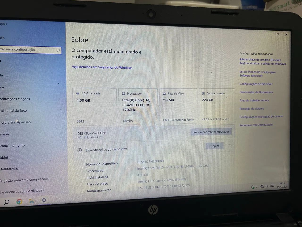 NOTEBOOK HP INTEL CORE i3 - 8GB RAM - NO ESTADO - LEIA O ANÚNCIO - Foto 2