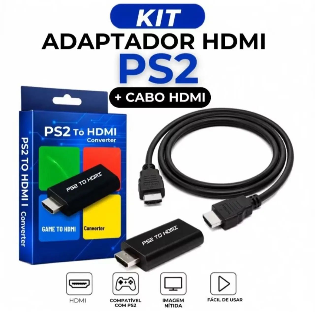 Adaptador HDMI PS2+ cabo HDMI 