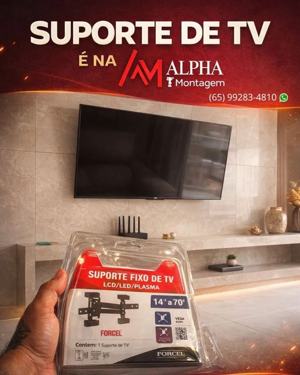 Suporte TV fixo reforçado e com garantia 