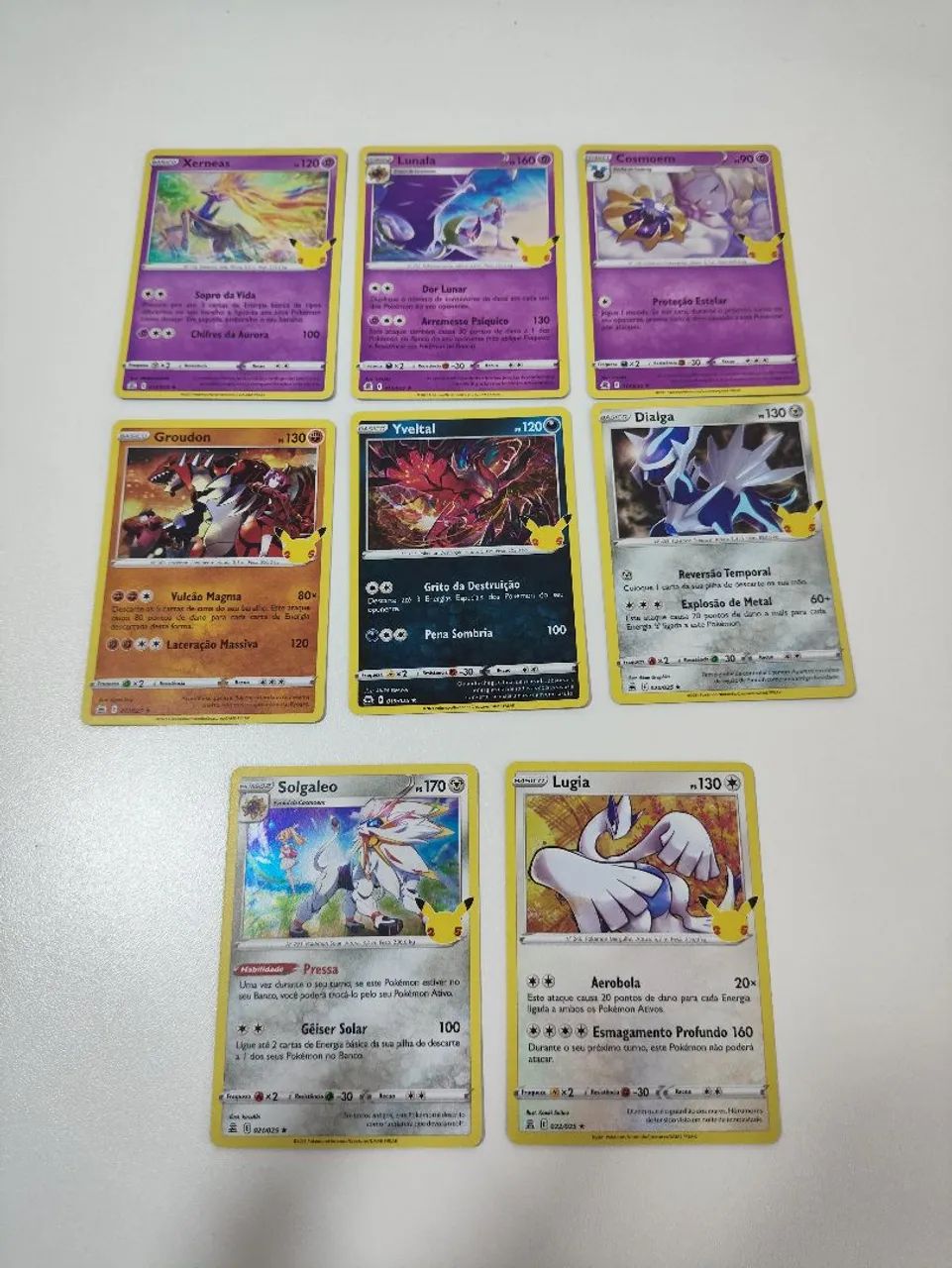 Lote com 8 Cartas pokémon aniversário de 25 anos