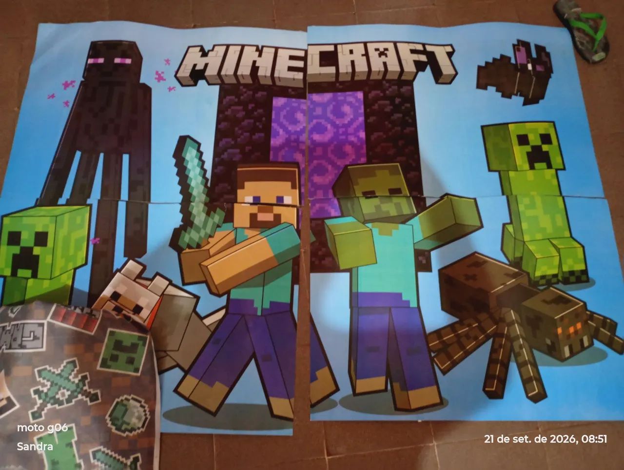 Painel do Minecraft e uma toalha em tnt