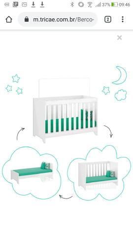 Berço cama 3 em 1 + Colchão aceito cartão