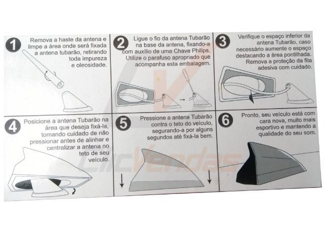 Antena Tubarão Shark Receptiva Universal Antico - Preta / Vermelha / Branca / Prata - Foto 2