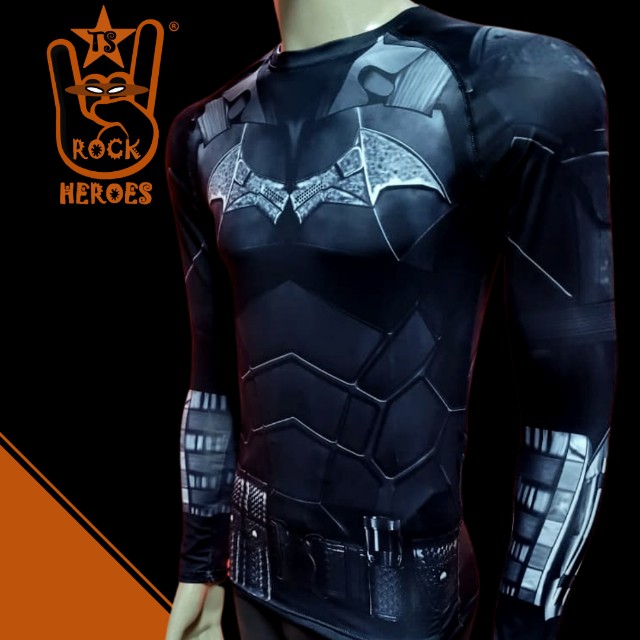 Camisa de Compressão The Batman 2022 Rashgard Manga Longa Slimfit Ts Rock Heroes - Foto 3