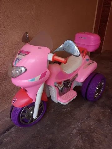 Moto eletrica infantil sprint turbo pink com bau E capacete no