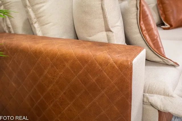 Sofá Retrátil Reclinável e Sofá Cama 2.20m Corino Linho Molas Bonnel rf65 - Foto 4