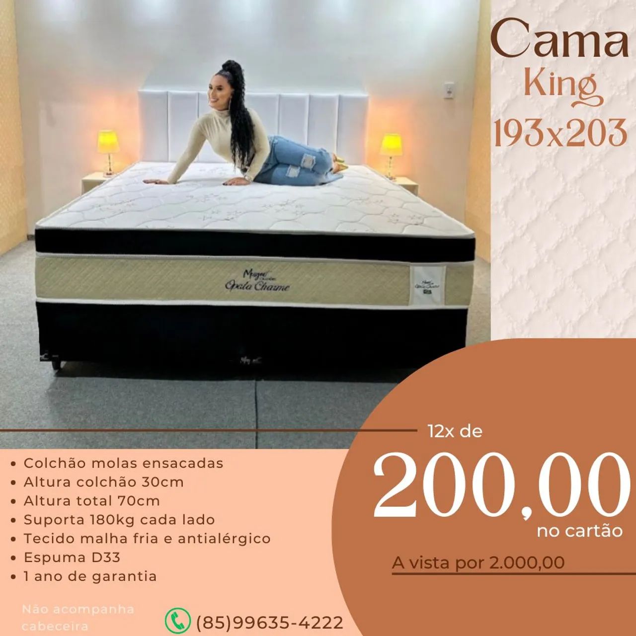 CAMA BOX KING SIZE 193X203  - Foto 2