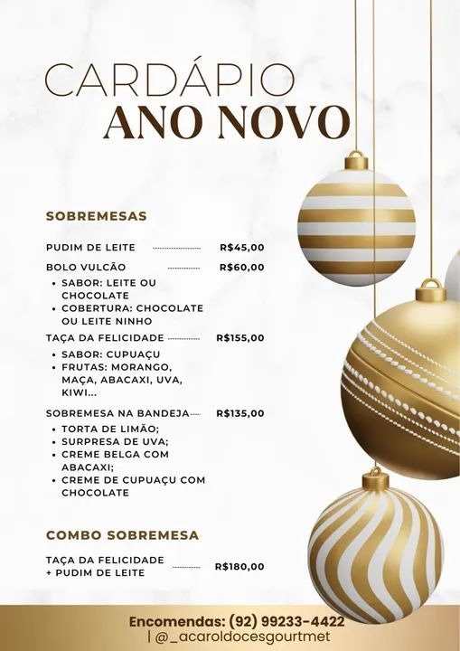 Cardápio Ano Novo - Sobremesas Deliciosas!