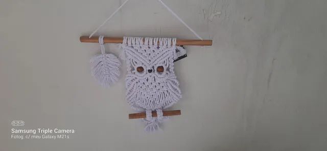 Coruja em macrame com folha - Foto 2