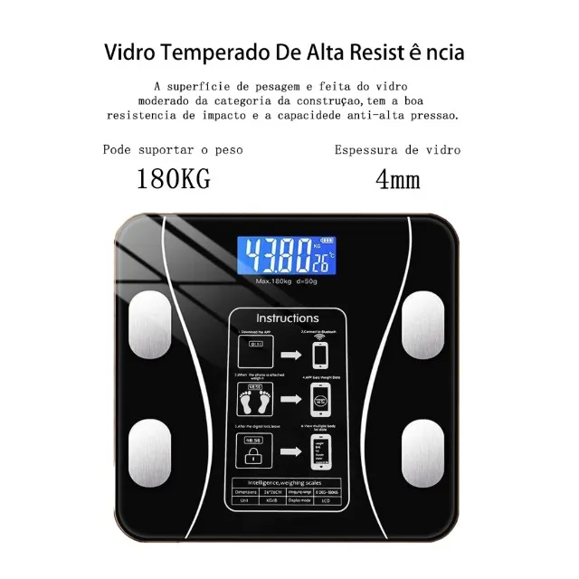 Balança Digital Bioimpedância Corporal 180kg App Celular