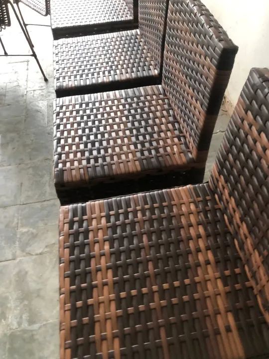 Conjunto de 4 banqueta em fibra sintética junco  - Foto 2
