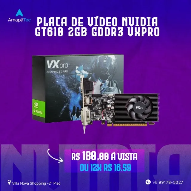 Placa De Vídeo NVIDIA GT610LP 2GB DDR3 64bit