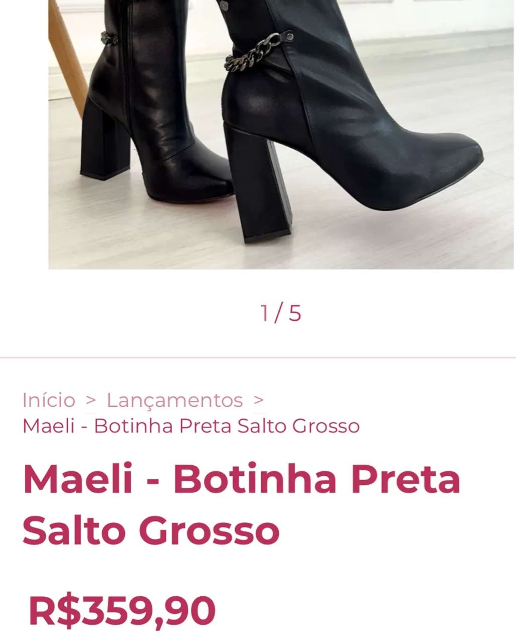 Bota Cano Slim Preta Salto Grosso - Foto 3