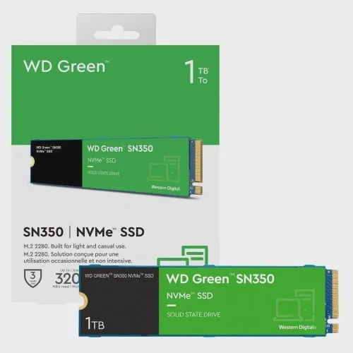 M2 NVME 1 TB WD Green SN350, M.2 2280, PciE, NOVO, Lacrado
