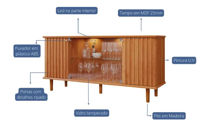 Buffet Janice - Design Elegante com LED e Entrega Rápida! - Foto 5