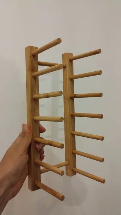 Porta Pratos e Copos de Bambu para Cozinha