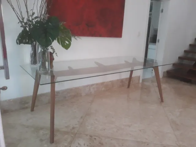 Mesa de Jantar madeira e vidro (2,40m X 1,0m)